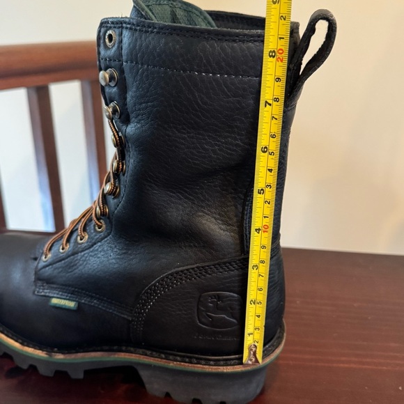 John Deere black leather boots Kiltie Tall lace up steel toe logger miner 8.5 - Picture 15 of 16